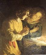 HONTHORST, Gerrit van Adoration of the Child (detail) sf Spain oil painting artist